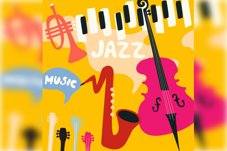 Colourful images of jazz instruments