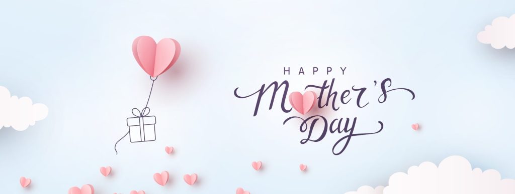 Happy Mother's Day banner - box with a pink heart balloon