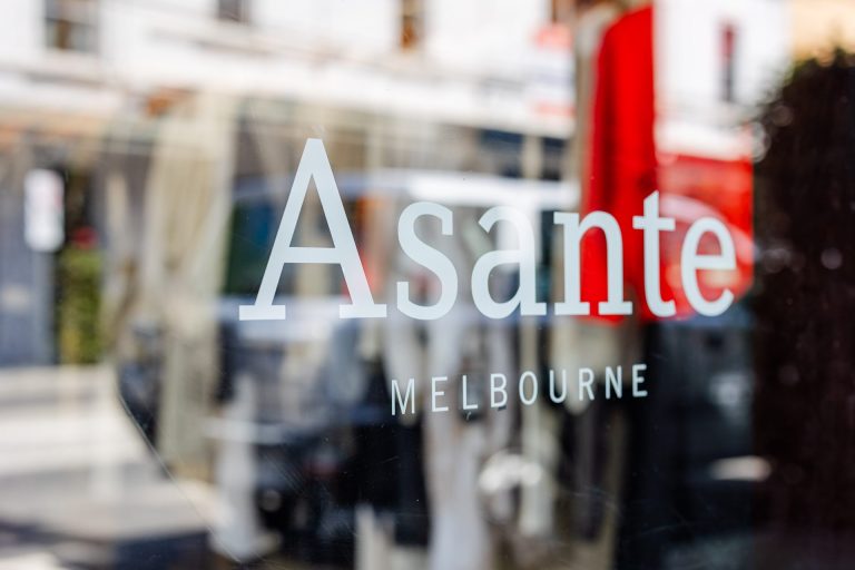 Front window of Asante Fashion Boutique South Yarra