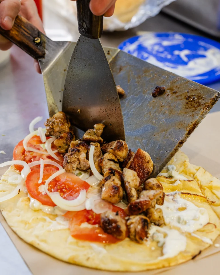Sometimes only a souvlaki will do.
The kind wrapped tight in paper, eaten slightly too fast, while the street keeps moving around you.

Beluga doing exactly what cold Melbourne evenings call for.
